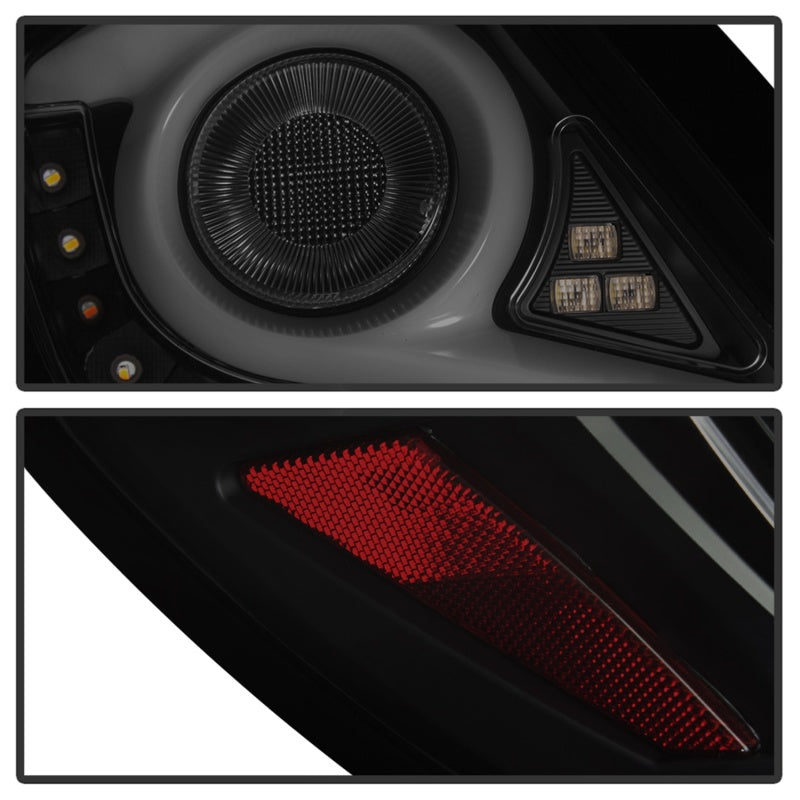 FR SPORT Spyder 16-18 Honda Civic 4 Door Light Bar LED Tail Lights - Black Smoke...