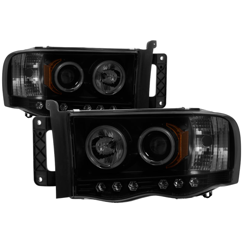 FR SPORT Spyder Dodge Ram 1500 02-05 03-05 Projector Headlights CCFL Halo LED Blk Smke...