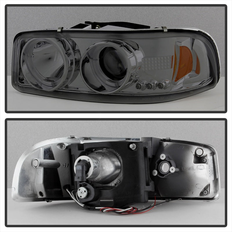 FR SPORT Spyder GMC Sierra 1500/2500/3500 99-06 Projector Headlights LED Halo LED Smoke...