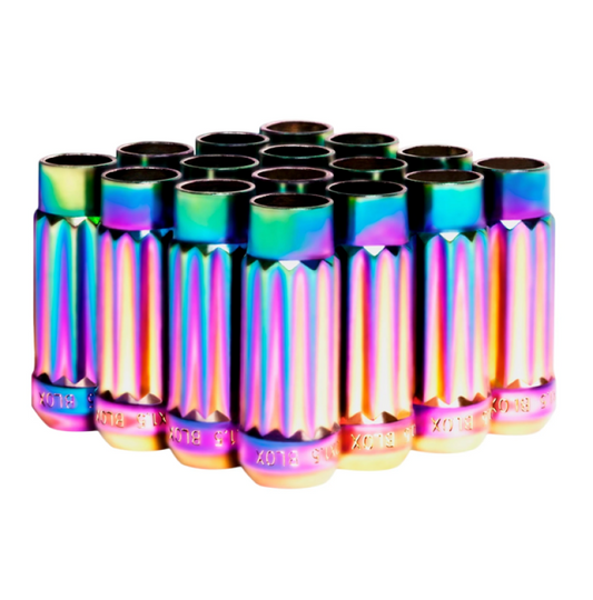 FR SPORT BLOX Racing 12-Sided P17 Tuner Lug Nuts 12x1.25 - NEO Chrome Steel - Set of 16...