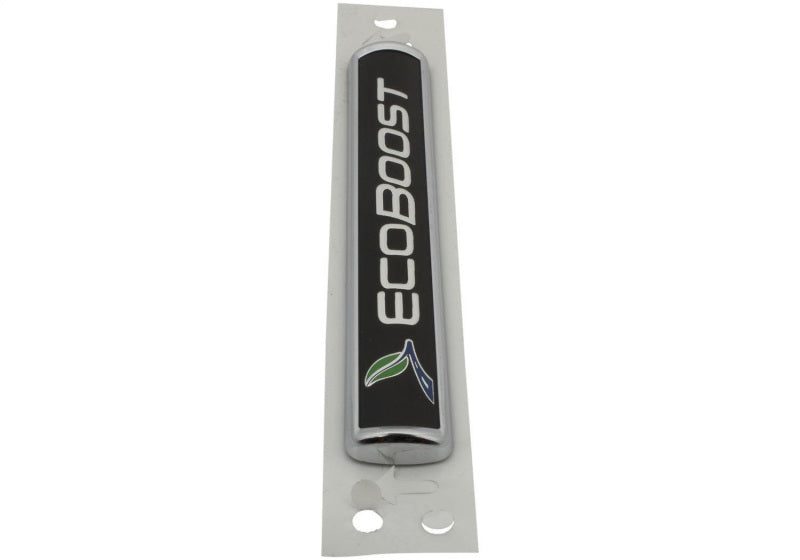 Ford Racing Black/Silver EcoBoost Emblem 3-1/2in x 9/16in - Set of 2 M-1447-EBBLK