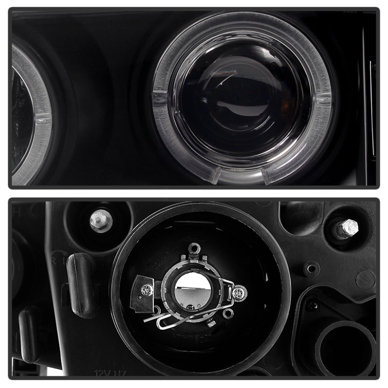 FR SPORT Spyder BMW E46 3-Series 02-05 4DR Projector Headlights 1PC LED Halo Blk...