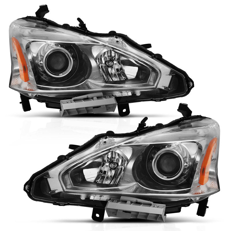 FR SPORT ANZO 2013-2015 Nissan Altima Projector Headlight Chrome Amber 121550