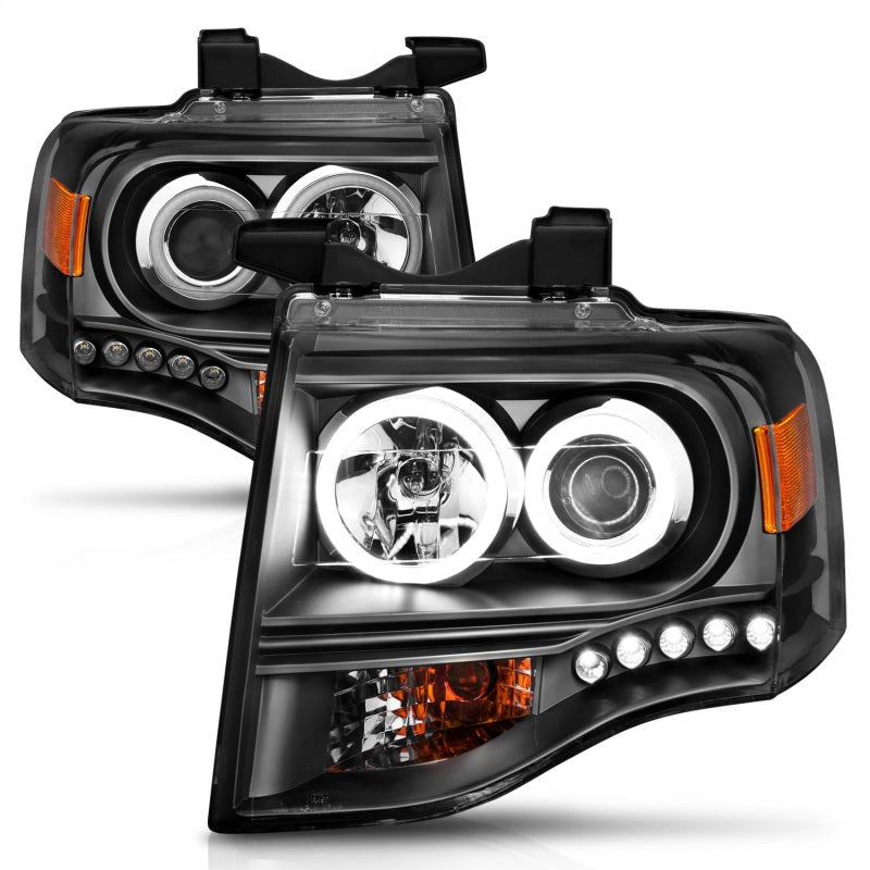 Anzo 2007-2014 Ford Expedition Projector Headlights w/ Halo Black