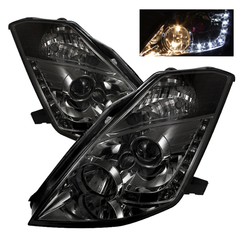 FR SPORT Spyder Nissan 350Z 03-05 Projector Headlights Halogen Model Only - DRL Smoke...