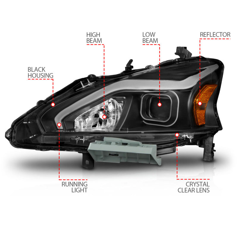FR SPORT ANZO 13-15 Nissan Altima (w/o Factory HID Bulbs) Projector Headlights - w/ Light Bar...