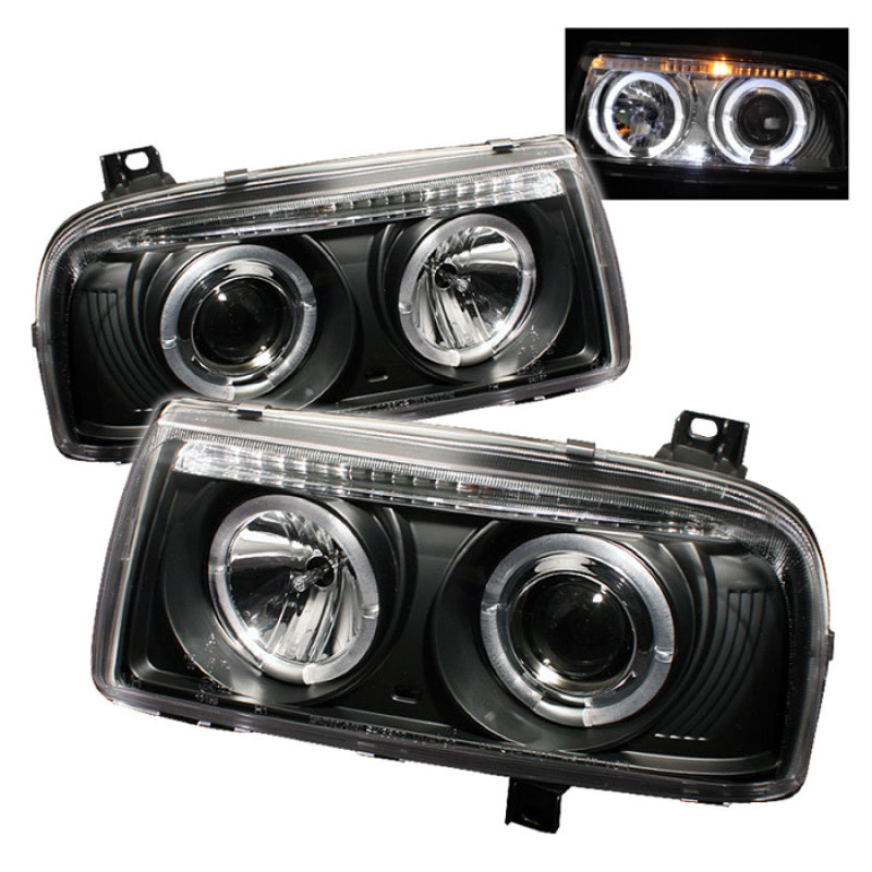 FR SPORT Spyder Volkswagen Jetta III 93-98 Projector Headlights LED Halo Blk High H1 Low H1...
