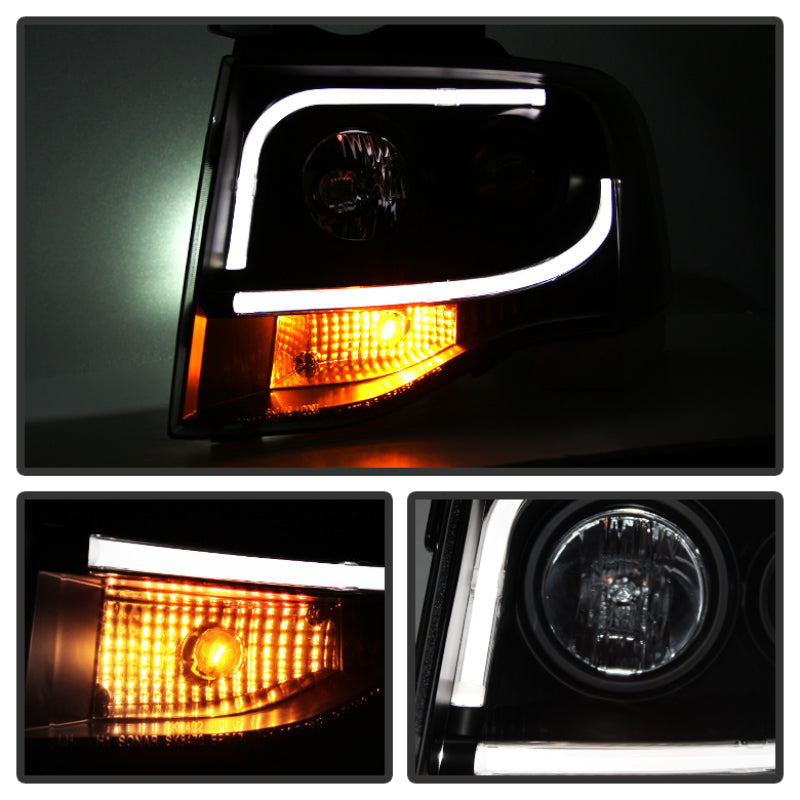 FR SPORT Spyder Ford Expedition 07-13 Projector Headlights Light Tube DRL Blk...