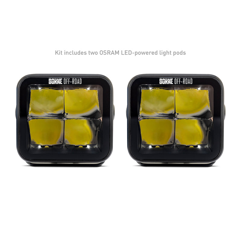 Borne Off-Road Light Pods (Kit of 2) 3x3 Spot BNLT-LP33-2S
