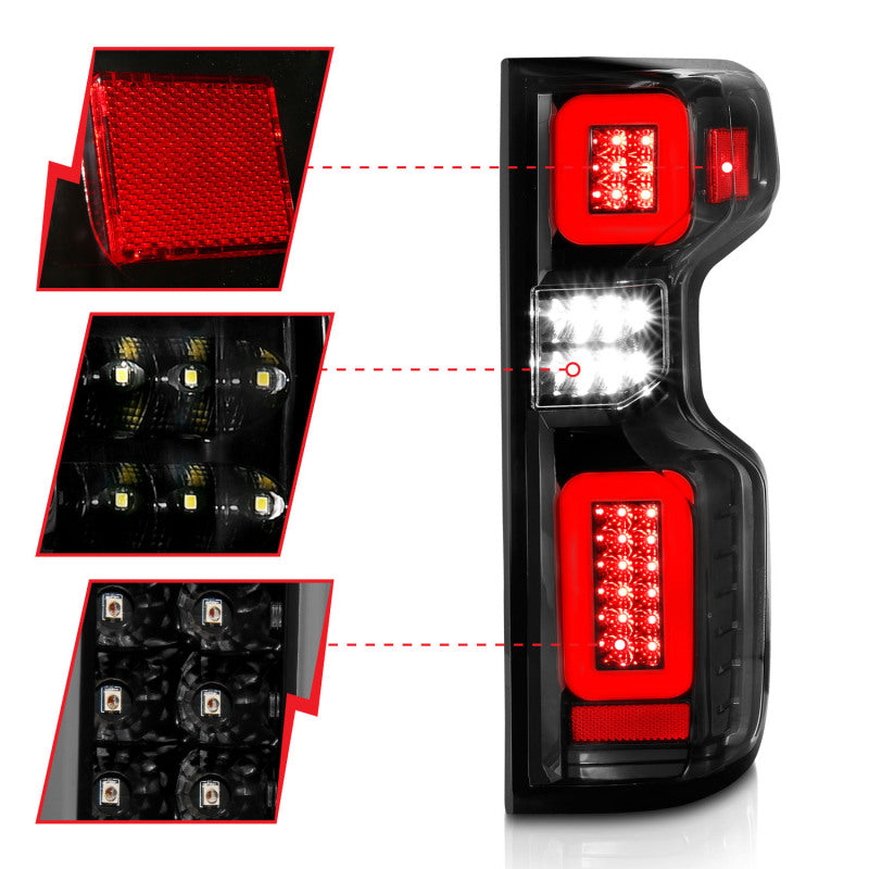 ANZO 19-21 Chevy Silverado Work TruckFull LED Tailights Black Housing Clear Lens G2 (w/C Light Bars) 311417