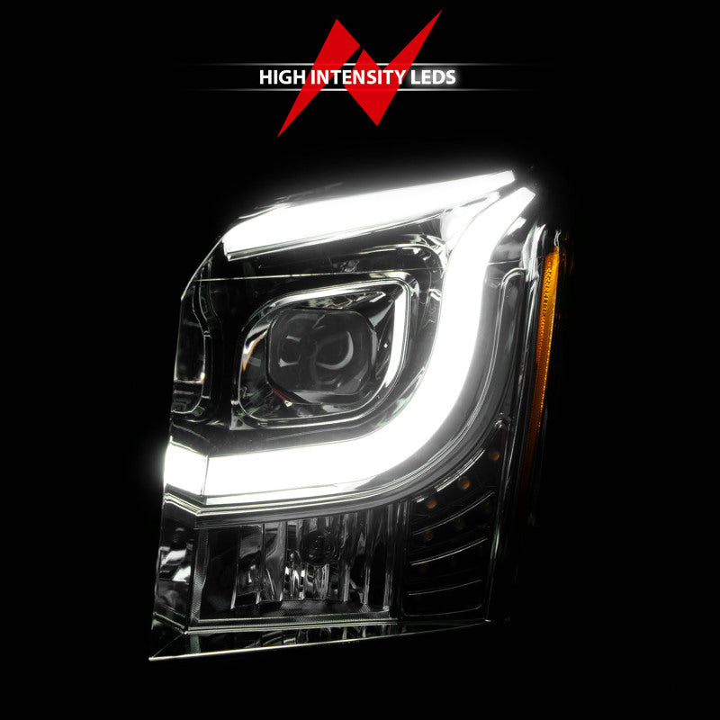 ANZO 2015-2017 GMC Yukon XL Projector Headlights W Lightbar - Chrome/Amber 111536