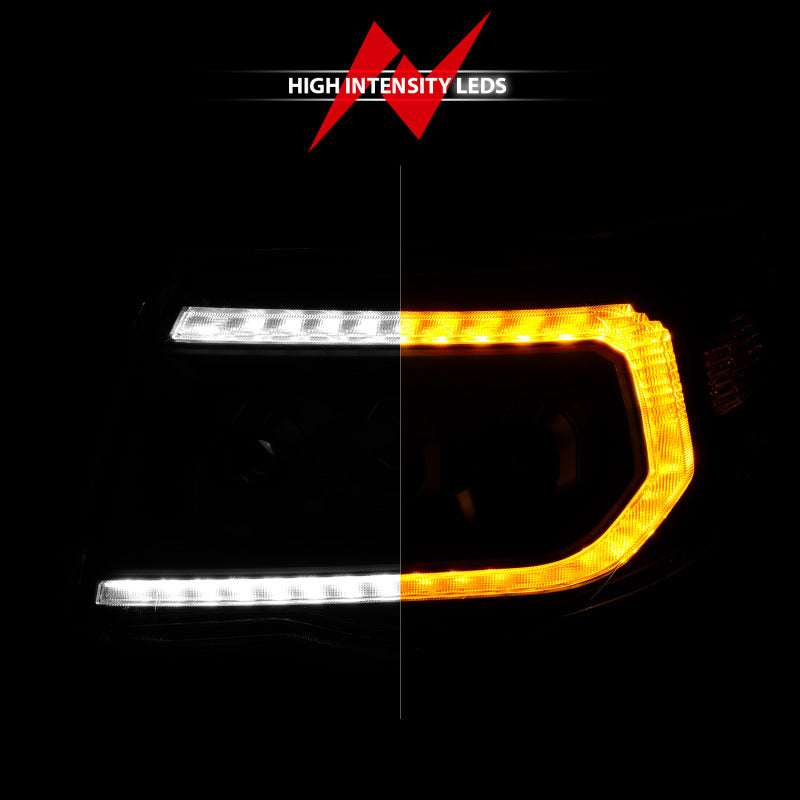 ANZO 05-11 Toyota Tacoma Full LED Proj Headlights White DRL/Init/SeqSig Black - Pair 111640A