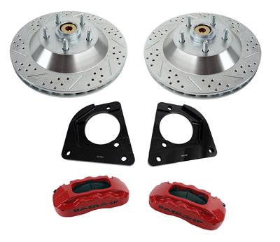 Baer Disc Brake Systems Disc Brake Kit, Pro, Front, Cross-drilled/Slotted Rotors, 6-piston, Red - 4301683R