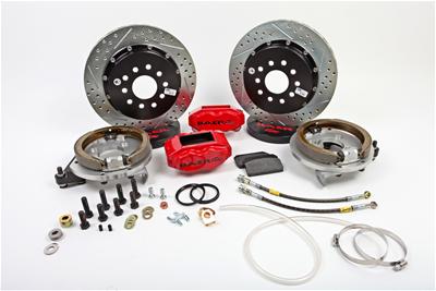 Baer Disc Brake Systems Disc Brake Kit, SS4, Rear, Cross-drilled/Slotted Rotors, 4-piston Red - 4302320R