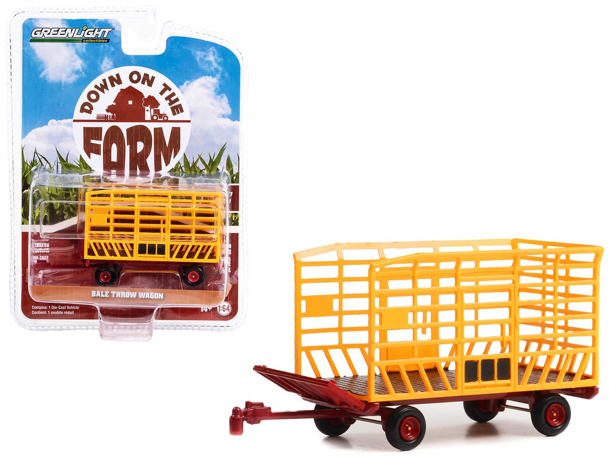 Rapid Vehicles Bale Throw Wagon Yellow and Red "Down on the Farm" Series 7 1/64 Diecast Model by...