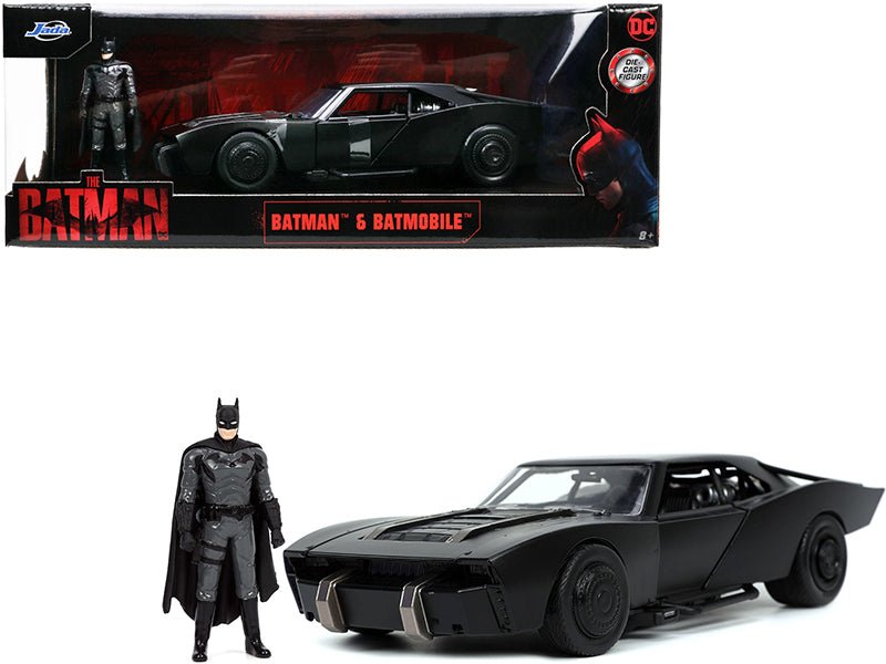 Rapid Vehicles Batmobile Matt Black with Batman Diecast Figure "The Batman" (2022) Movie "DC...