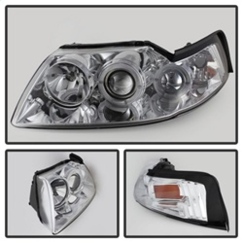 Spyder Ford Mustang 99-04 Projector Headlights LED Halo Chrome High H1 Low H1 PRO-YD-FM99-1PC-AM-C 5010452