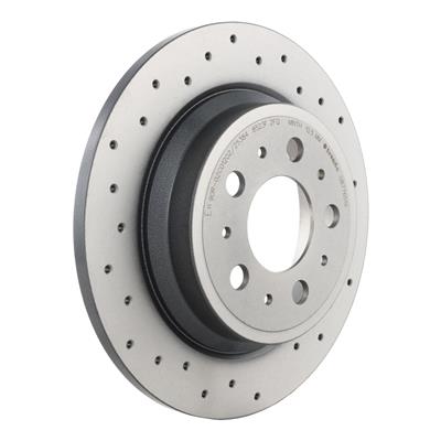 Brembo Brake Rotor, Brembo, Solid, Cross-Drilled Surface, 11.02 in. Diameter, Iron, UV-Coated - 0877651X