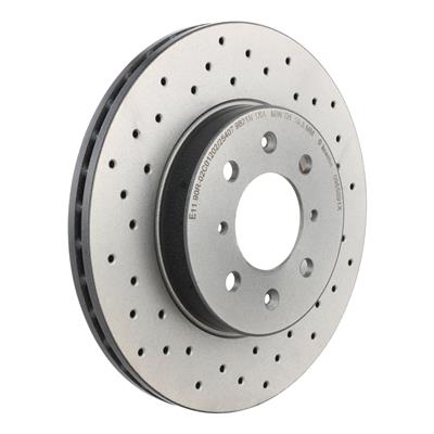 Brembo Brake Rotor, Brembo, Vented, Cross-Drilled Surface, 10.32 in. Diameter, Iron, UV-Coated, For - 0955091X