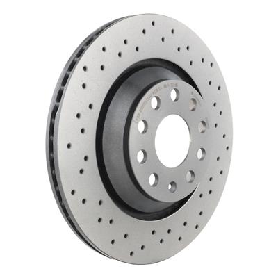 Brembo Brake Rotor, Brembo, Vented, Cross-Drilled Surface, 12.21 in. Diameter, Iron, UV-Coated - 09A2001X