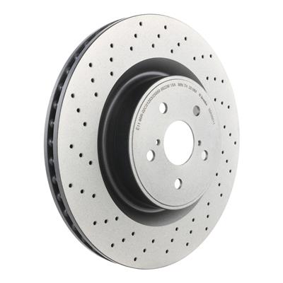 Brembo Brake Rotor, Brembo, Vented, Cross-Drilled Surface, 14.17 in. Diameter, Iron, UV-Coated - 09A30011