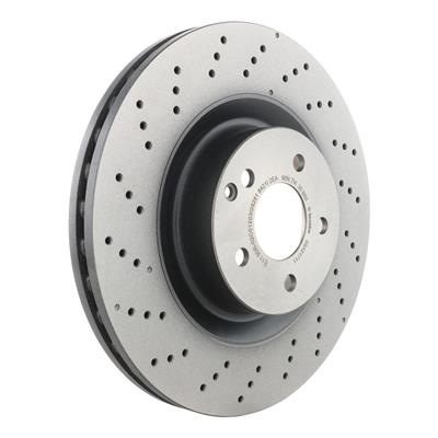 Brembo Brake Rotor, Brembo, Vented, Cross-Drilled Surface, 13.78 in. Diameter, Iron, UV-Coated - 09A81711