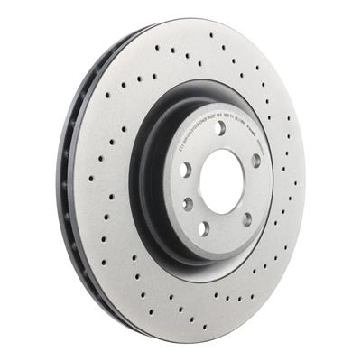 Brembo Brake Rotor, Brembo, Vented, Cross-Drilled Surface, 13.58 in. Diameter, Iron, UV-Coated - 09B0391X