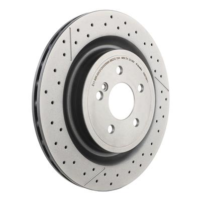 Brembo Brake Rotor, Brembo, Vented, Cross-Drilled and Slotted Surface, 12.99 in. Diameter, Iron - 09B78811