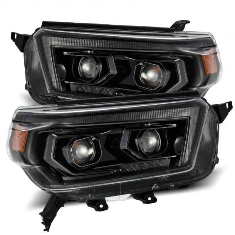 FR SPORT AlphaRex 10-13 Toyota 4Runner LUXX LED Proj Headlights Plank Style Alpha Black w/Seq...