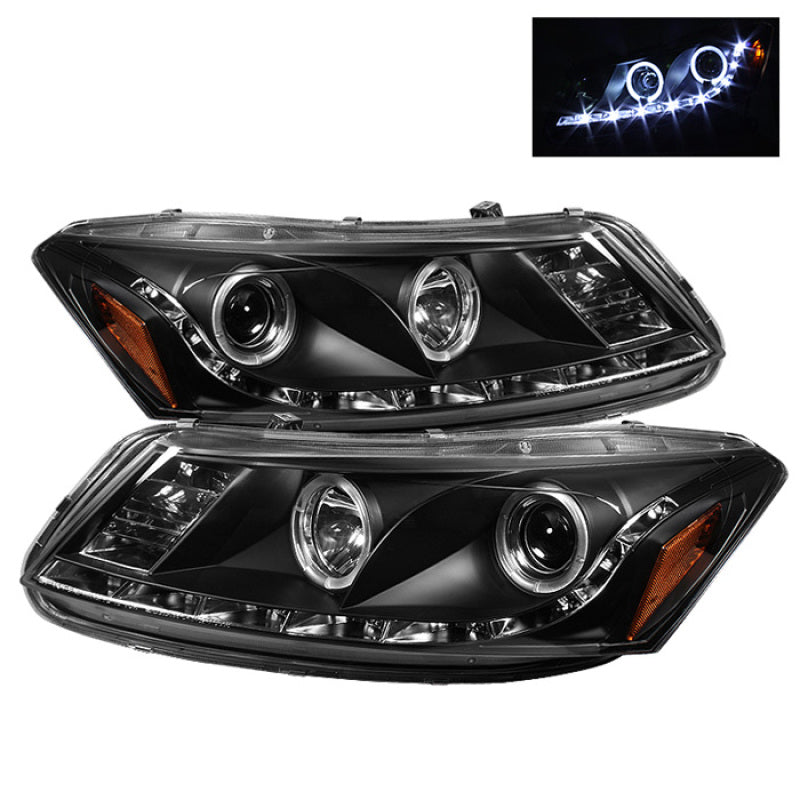 FR SPORT Spyder Honda Accord 08-12 4Dr Projector Headlights- LED Halo DRL Blk...