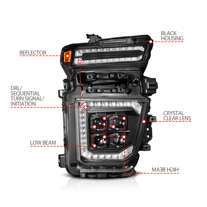 ANZO Z-Series 20-23 Chevy Silverado 2500/3500 Z-Series Full LED Proj Headlights Black - Pass. Side 111619X-R