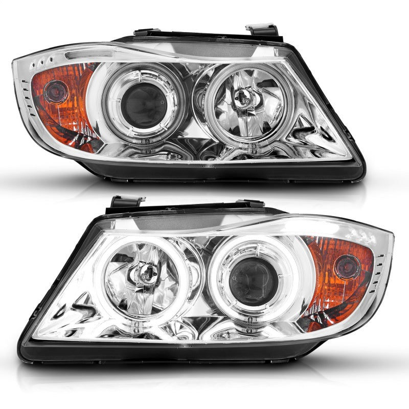 Anzo 2006-2008 BMW 3 Series E90-E91 Projector Headlights w/ Halo w/ LED Bar