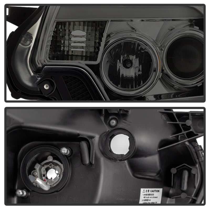 FR SPORT Spyder Toyota Tacoma 12-16 Projector Headlights Light Bar DRL Smoke PRO-YD-TT12-LBDRL-SM...
