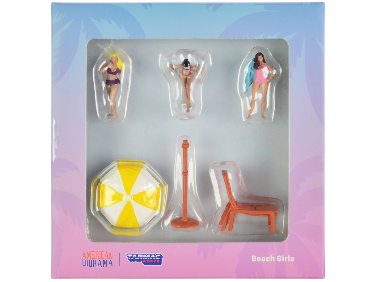 Rapid Vehicles "Beach Girls" 5 piece Diecast Figure Set (3 Female Figures and 2 Beach...