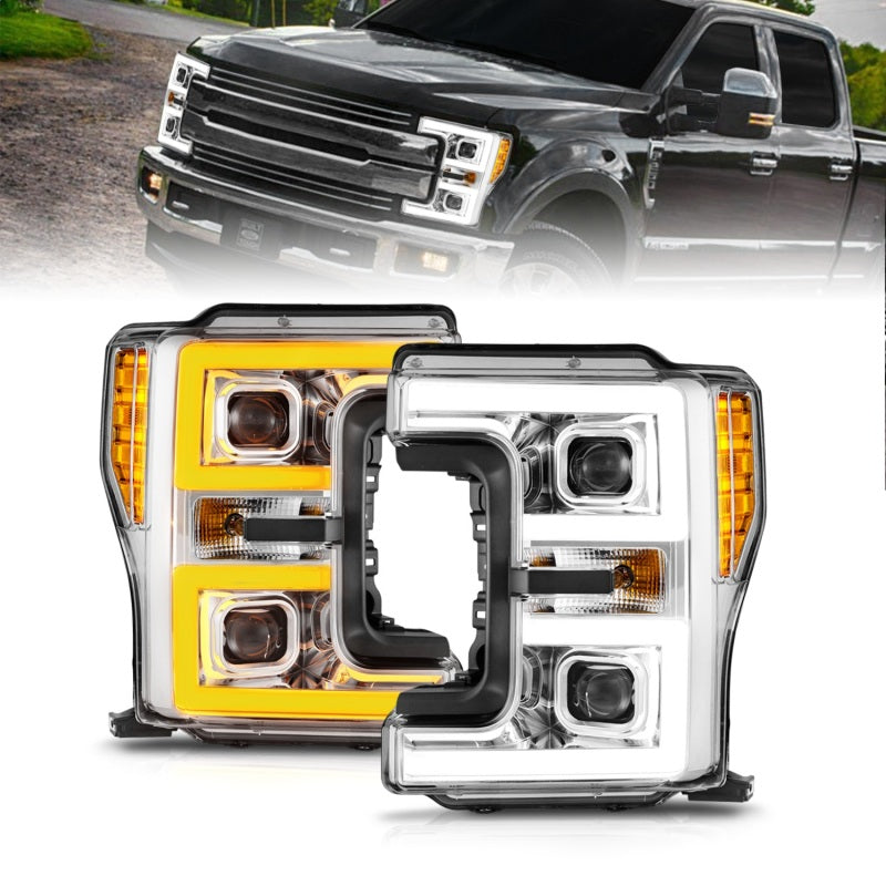FR SPORT ANZO 17-19 Ford F-250/350/450 SD (w/o Factory LED HL) LED Proj Headlights w/Light Bar...