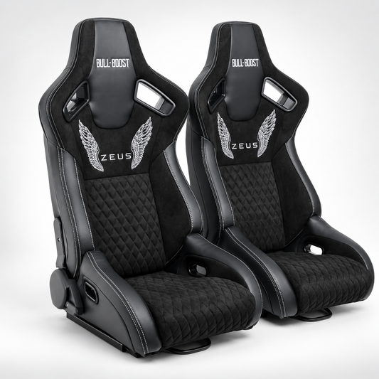 ZUES Collection Black Bull Boost Reclinable Adjustable Racing Bucket Seat