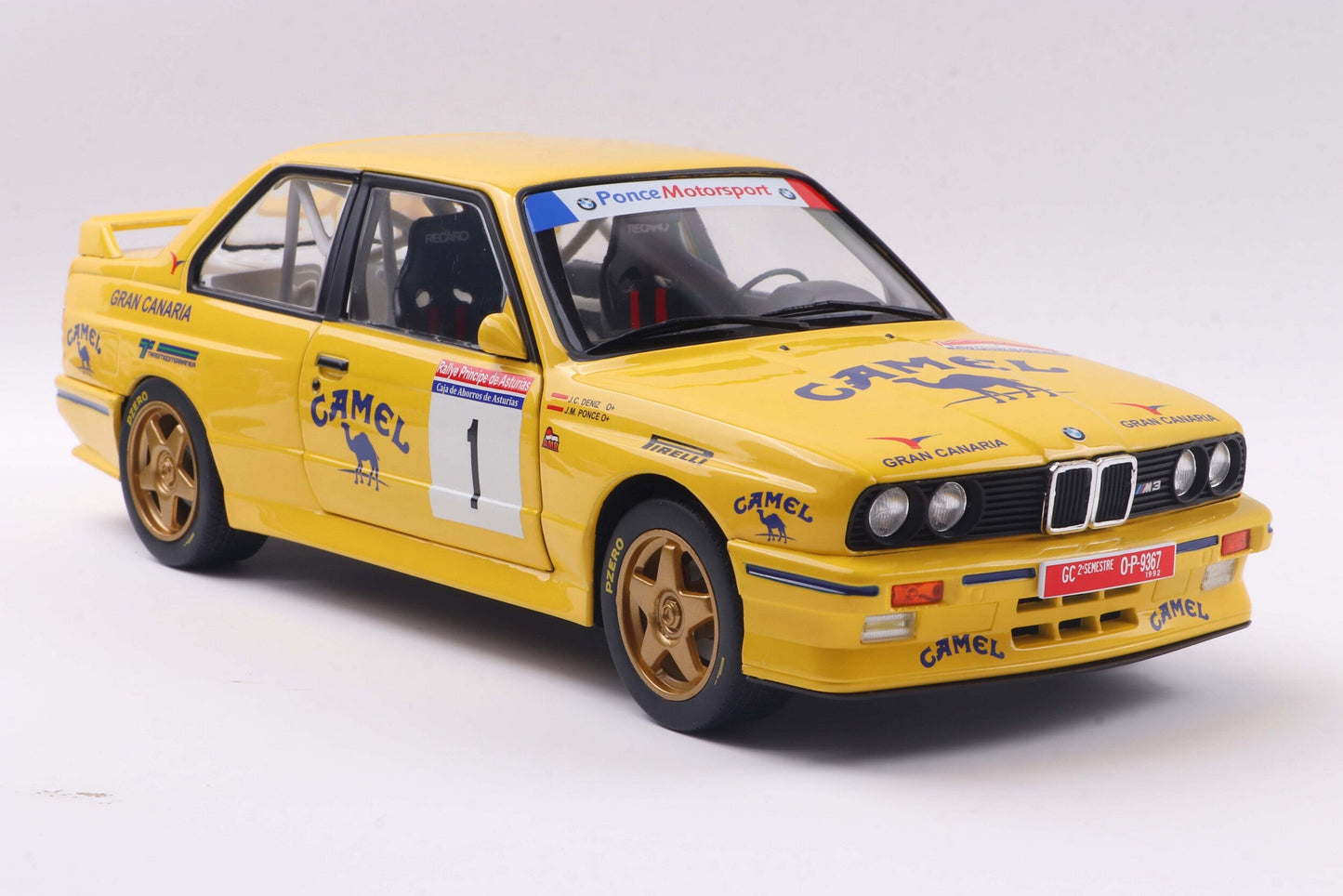 Solido 1991 Bmw E30 M3 (3-Series) Gr.A No 1 3rd Rally Principe Asturias 1992 Yellow 1:18
