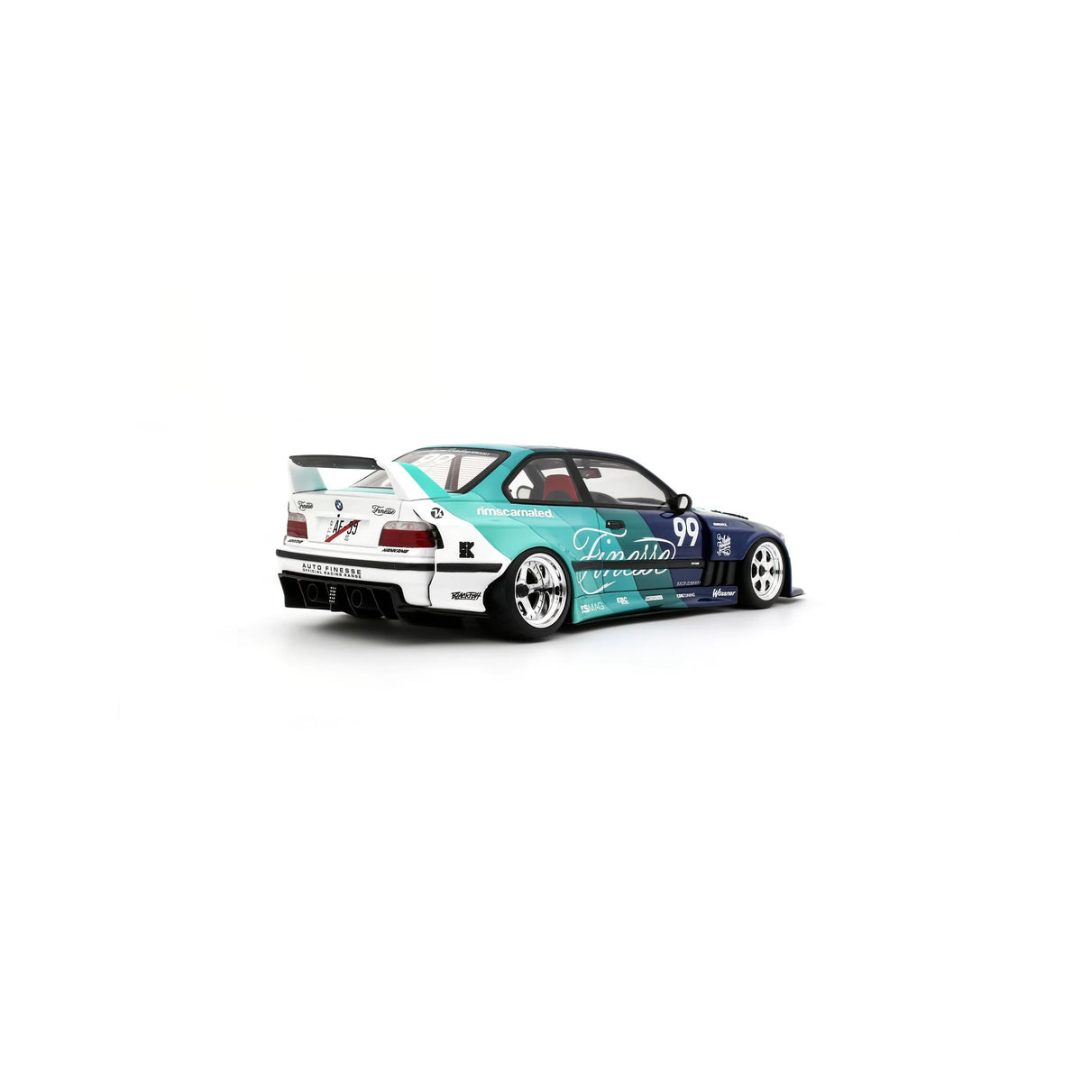 STM Diecast Otto 2024 BMW E36 M3 Khyzyl Saleem "My Kyza" Blue & Green 1:18 - View 2