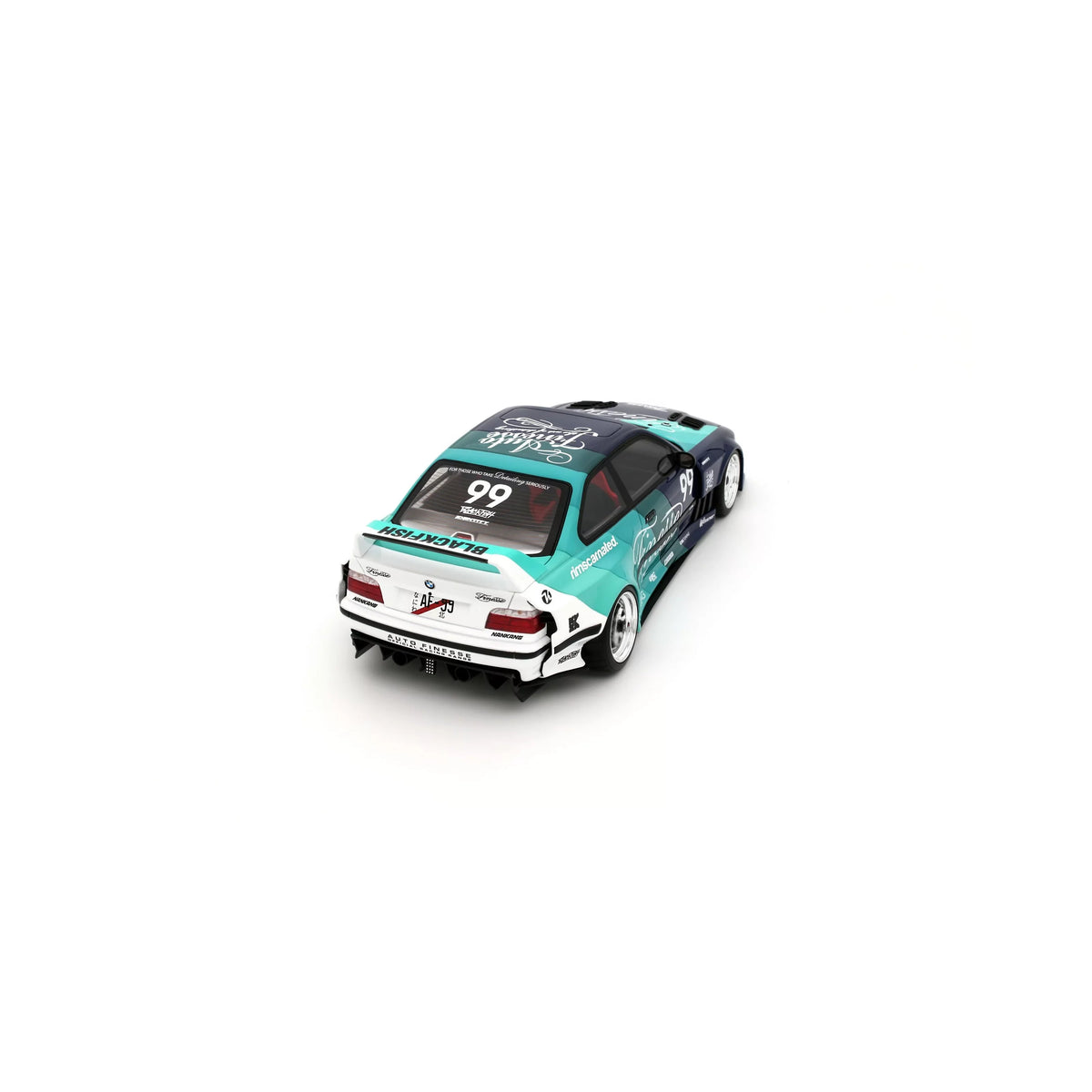 STM Diecast Otto 2024 BMW E36 M3 Khyzyl Saleem "My Kyza" Blue & Green 1:18 - View 7