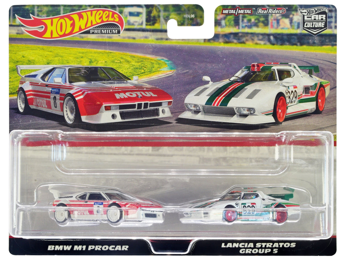 Rapid Vehicles BMW M1 Procar #8 White with Red Stripes and Lancia Stratos Group 5 #829 White with...