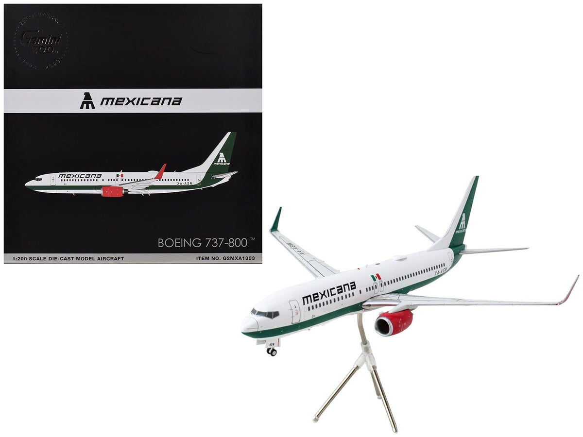 Rapid Vehicles Boeing 737-800 Commercial Aircraft "Mexicana" (XA-ASM) White with Green Stripes...