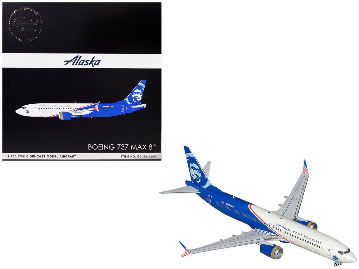 Rapid Vehicles Boeing 737 MAX 8 Commercial Aircraft "Alaska Airlines - Honoring Those Who Serve"...