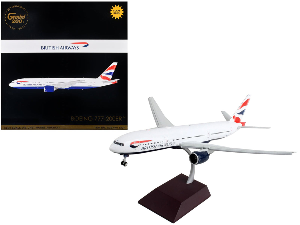 Rapid Vehicles Boeing 777-200ER Commercial Aircraft with Flaps Down "British Airways" White with...