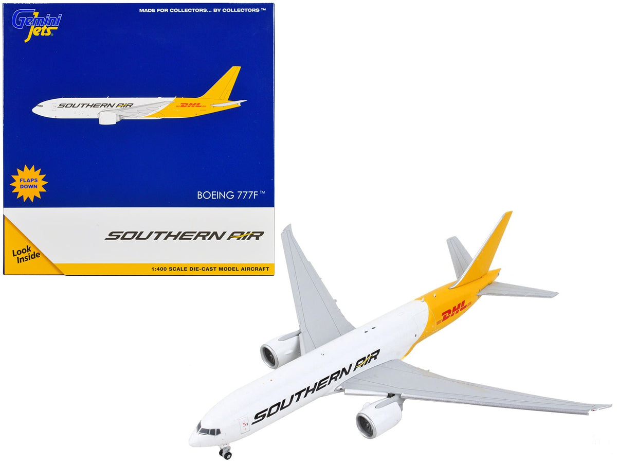 Rapid Vehicles Boeing 777F Commercial Aircraft with Flaps Down "Southern Air - DHL" White and...