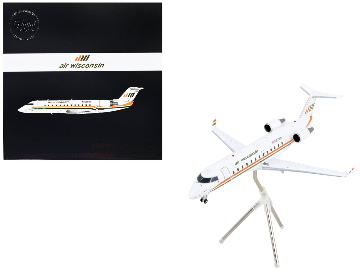 Rapid Vehicles Bombardier CRJ200 Commercial Aircraft "Air Wisconsin" White with Orange and Green...