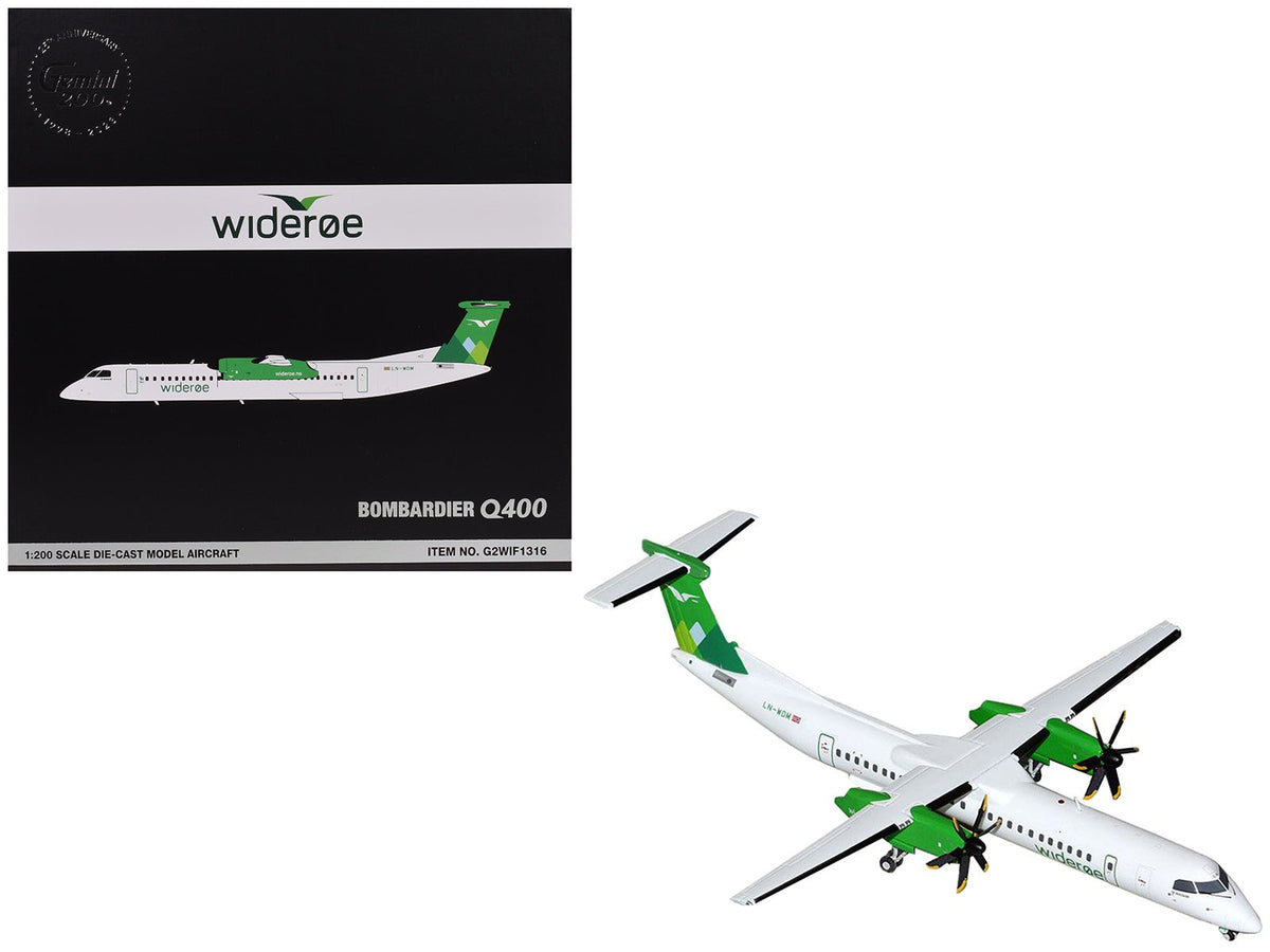Rapid Vehicles Bombardier Q400 Commercial Aircraft "Wideroe" (LN-WDM) White with Green Tail...