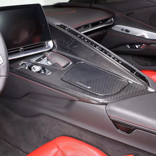 Bull Boost Performance Dry Carbon Fiber Center Console Panel Interior Trim for Chevrolet Corvette C8