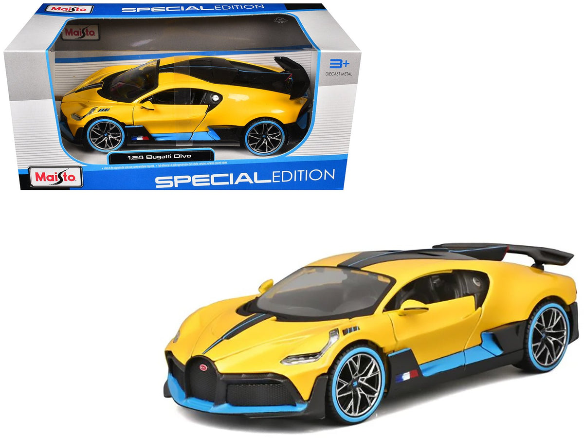 Rapid Vehicles Bugatti Divo Yellow Metallic with Carbon and Blue Accents "Special Edition" 1/24...