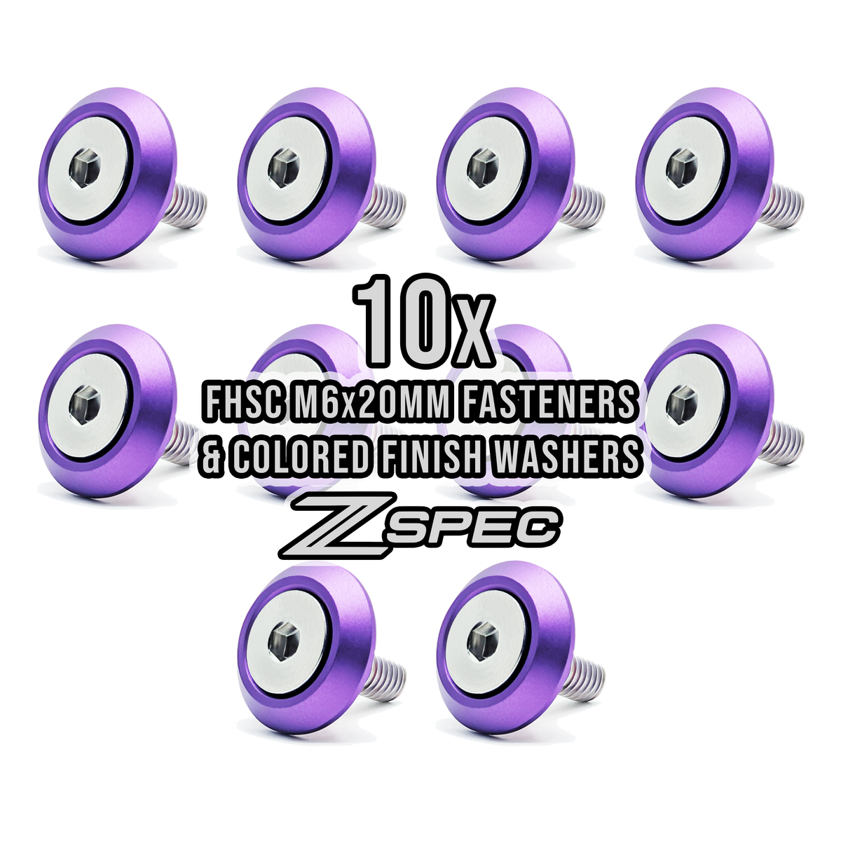 ZSPEC Metric Fender Fastener Kit, M6-1.0x20mm Fasteners, 10-Pack, Stainless & Billet