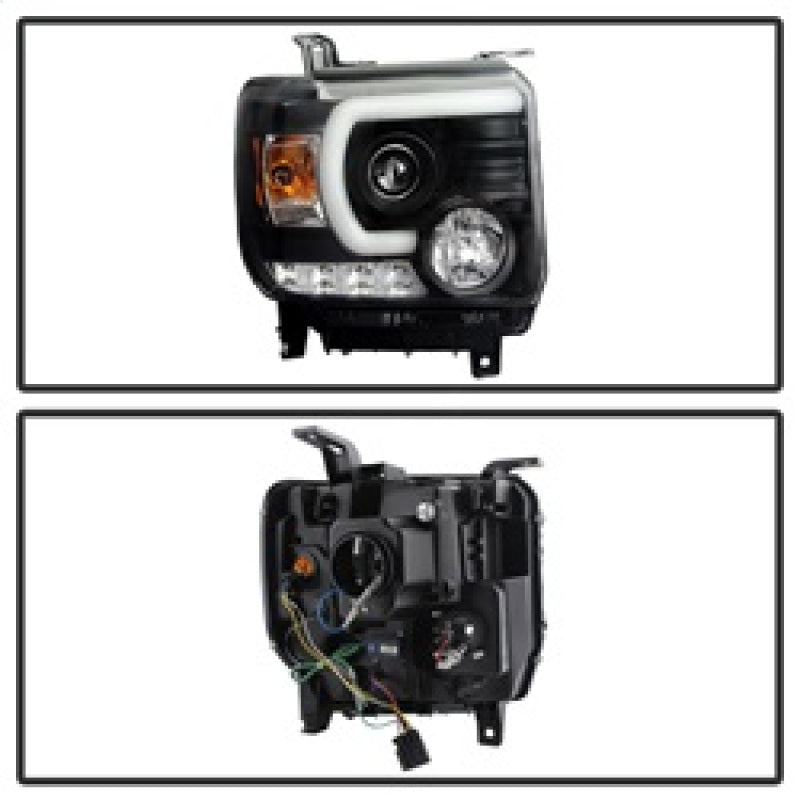 Spyder GMC Sierra 14-16 Projector Headlights Light Bar DRL Black PRO-YD-GS14-LBDRL-BK 5080523